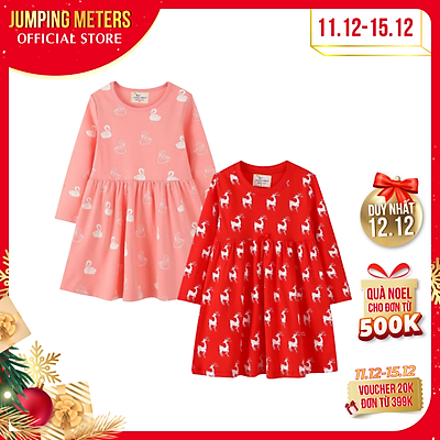 Váy đầm bé gái cotton dài tay KT họa tiết Jumping Meters cao cấp