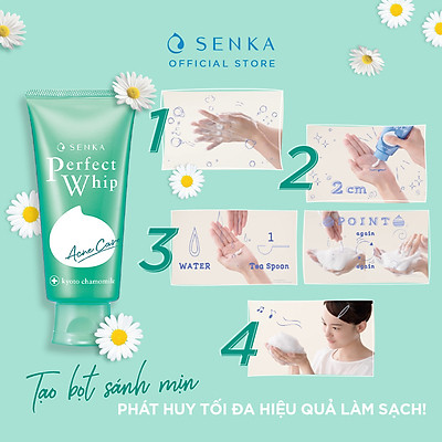 Sữa rửa mặt hỗ trợ trị mụn Senka Perfect Whip Acne Care 100g