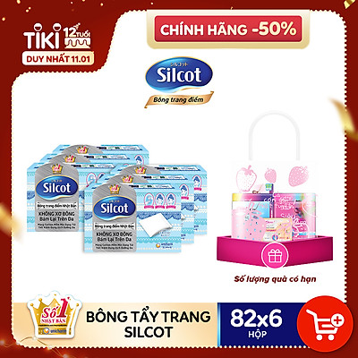 Combo 6 hộp bông tẩy trang Silcot (82 miếng/hộp)