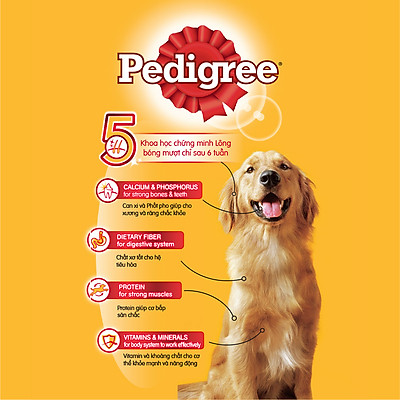 Thức ăn chó Pedigree vị thịt bò & rau củ túi 1.5kg