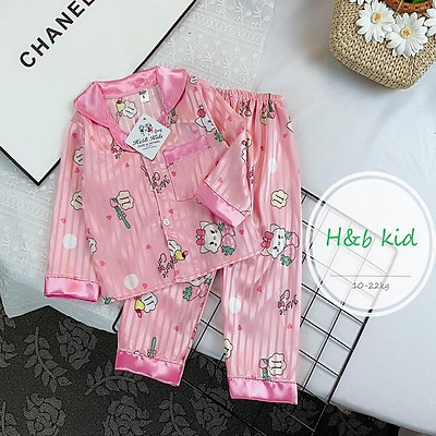 BỘ PIJAMA LỤA GẤM CAO CẤP BÉ GÁI