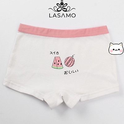 Set 4 chiếc quần chip bé gái, quần lót cho bé gái cotton cao cấp họa tiết Dưa hấu dễ thương hãng LASAMO mã QLB004