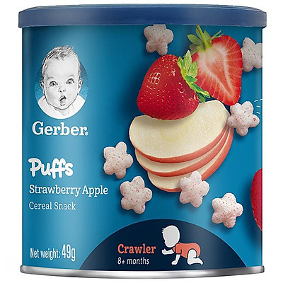 Bánh Ăn Dặm Gerber Puffs Dâu Táo 49g