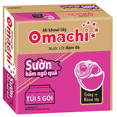 Thùng 30 Gói Mì Omachi Sườn Hầm Ngũ Quả (80gr/Gói) 