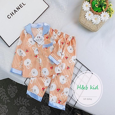 BỘ PIJAMA LỤA GẤM CAO CẤP BÉ GÁI