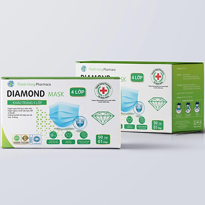 Khẩu Trang Y Tế Kháng Khuẩn Diamond Mask 4 Lớp (Hộp 50 Cái)