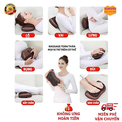 Gối Massage Hồng Ngoại 8 Bi 2 Chiều 