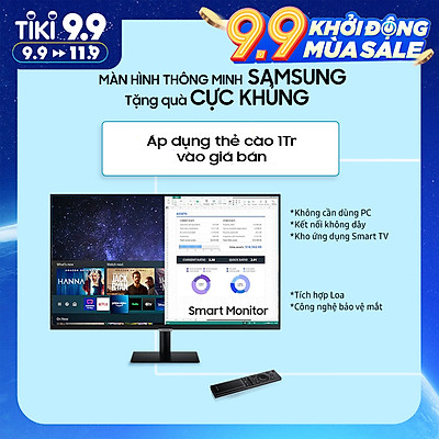 Màn Hình Thông Minh Smart Monitor Samsung LS27AM500NEXXV 27inch/Full HD (1920x1080) 8ms/60Hz/VA/Tích Hợp Loa/Hệ Điều Hành Tizen - Hàng Chính Hãng