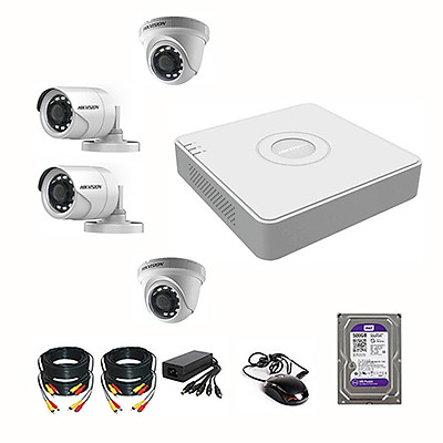 Bộ Camera HIKVISION 4 Mắt FULL HD 1080P - 2.0MPX Chính Hãng (Đủ phụ kiện  lắp đặt + Ổ Cứng 500GB) | Tiki