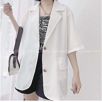 Áo blazer nữ cộc tay, áo vest nữ chất mát dáng rộng 3 màu xinh xắn