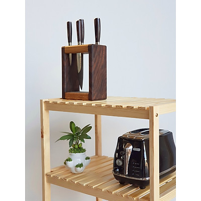 Kệ lò nướng - Kệ lò vi sóng - kệ nhà bếp đa năng bằng gỗ thông tự nhiên 4 tầng kích thước 60 x 40 x 110 cm