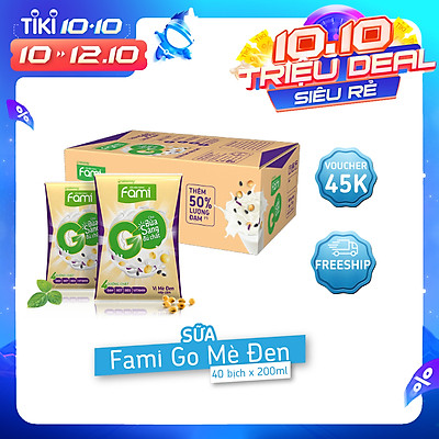 Thùng Sữa Đậu Nành Famigo Mè Đen Nếp Cẩm (200ml x 40 Bịch)