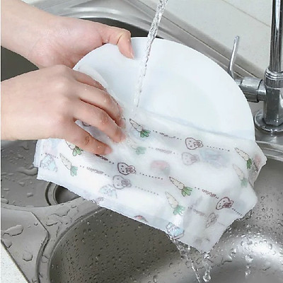 Cuộn giấy lau đa năng nhà bếp 80 tờ in hình cao cấp, có thể giặt được - Tặng 1 khăn lau tay cao cấp