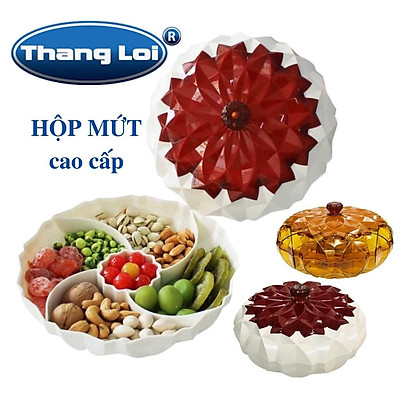 Hộp mứt hình tròn 5 ngăn cao cấp