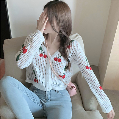 cherry knitted cardigan