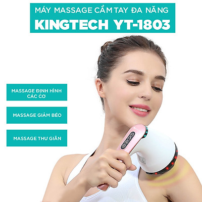 Máy Massage Cầm Tay Đa Năng Cao Cấp KINGTECH YT-1803 - Mát Xa Không Dây Toàn Thân - Giảm Đau Cơ, Cứng Khớp Cho Cổ, Vai Gáy, Lưng, Chân, Cánh Tay - Hỗ Trợ Giảm Béo Vòng Bụng - Hàng Chính Hãng