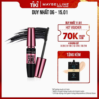 Mascara Dài Mi và Cong Mi Maybelline New York Hyper Curl Waterproof Chuốt Mi Đen Không Lem Không Trôi 9.2ml