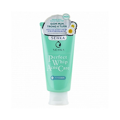 Sữa rửa mặt dành cho da mụn Senka Perfect Whip Acne Care 100g - Tặng Kem dưỡng trắng da ban đêm Senka 15g