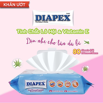 Khăn ướt DIAPEX 80 tờ - Combo 3 gói