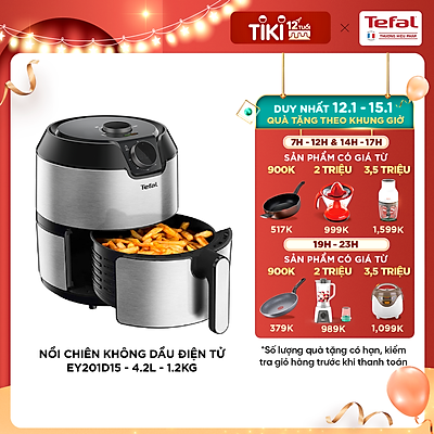 Nồi chiên không dầu Tefal EY201D15 - 4.2L - Vỏ thép không rỉ - Công nghệ luân chuyển khí nóng 3D không cần trở - Hàng chính hãng