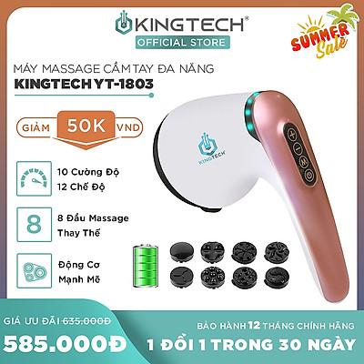 Máy Massage Cầm Tay Đa Năng Cao Cấp KINGTECH YT-1803 - Mát Xa Không Dây Toàn Thân - Giảm Đau Cơ, Cứng Khớp Cho Cổ, Vai Gáy, Lưng, Chân, Cánh Tay - Hỗ Trợ Giảm Béo Vòng Bụng - Hàng Chính Hãng