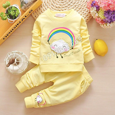 Bộ dài bé gái( sét Hug) vải da cá loại 1 size 7-21kg