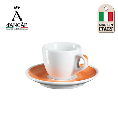 Bộ đĩa và ly sứ cà phê Ancap Espresso 70 ml vẽ tay lên quai