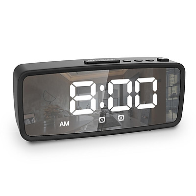 5 1 Digital Alarm Clock Radio Mirror 3 Levels Dimmer Fm With Sleep Timer Adjustable Volume Dark Tiki 5 1 Digital Alarm Clock Radio Mirror, Alarm Clock Radio With Phone