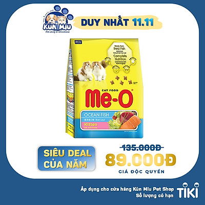 Đồ Ăn Cho Mèo Con Me-O Hương Vị Cá Biển (1.1Kg)