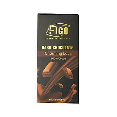 Socola đen nguyên chất 100% cacao không đường Figo 50g