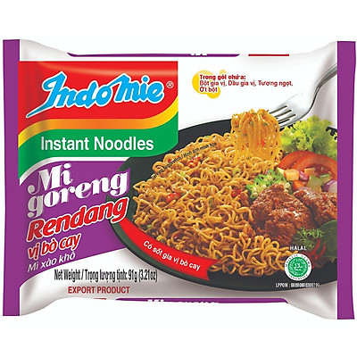 Mì Goreng Rendeng Vị Bò Cay Indomie (91G X 40 Gói/Thùng)