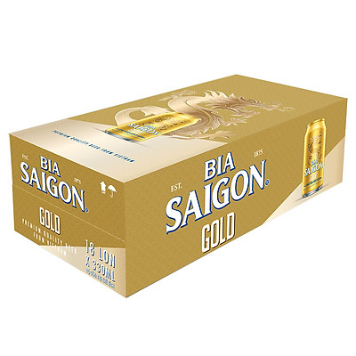 Thùng 18 Lon Bia Sài Gòn GOLD 330ml