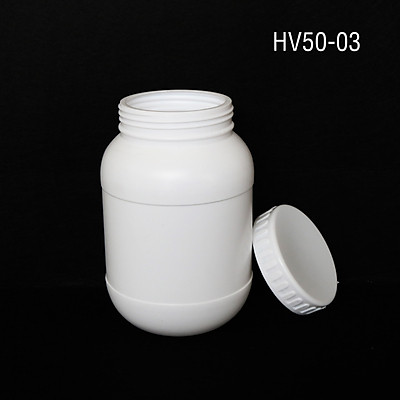 Hủ Nhựa Trắng Nắp Vặn 500g và 1Kg Thân Bo Tròn Đựng Bột Hoặc Viên Nang - HV50-03 và HV100-03