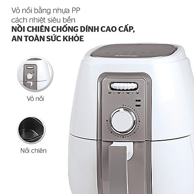 Nồi Chiên Không Dầu Sunhouse SHD4023W (3.0 Lít) - Hàng Chính Hãng