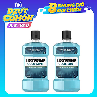 Combo 2 Nước Súc Miệng Hương Bạc Hà Listerine Cool Mint (750ml/Chai)