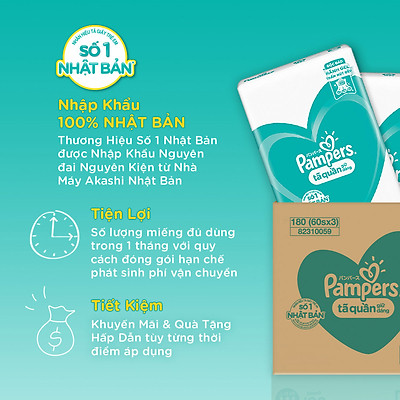 Tã Quần Pampers Giữ Dáng MegaBox M180/L162/XL144