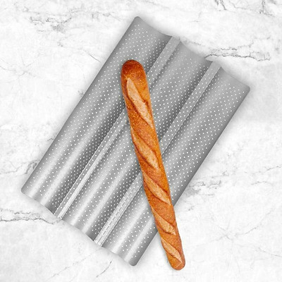 Khay Nướng Bánh Mì Baguette Lượn Sóng 3 Rãnh