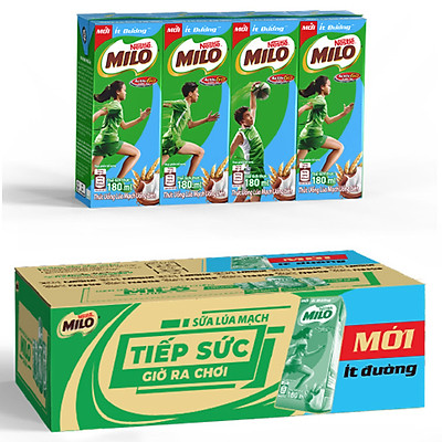 Thùng 48 Hộp Sữa Nestlé Milo Ít Đường (180ml/ Hộp)