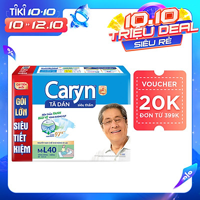 Tã Dán Siêu Thấm Caryn Gói Siêu Tiết Kiệm M-L40 (40 Miếng)