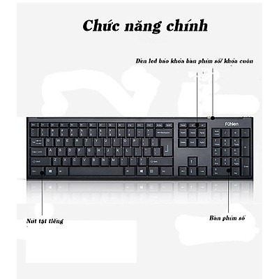 Bộ Bàn Phím Và Chuột Không Dây Fuhlen MK650 (Màu Đen) - Hàng Chính Hãng - Bộ phím chuột văn phòng | VinaGear.Com