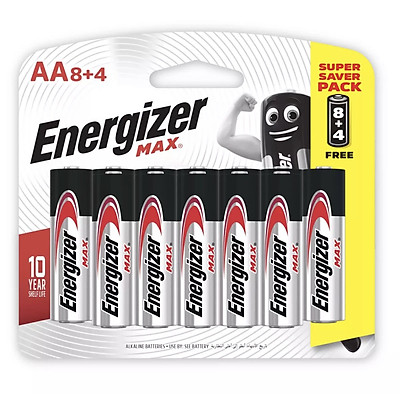 Pin Max 8 + 4 Viên Energizer E91 BP8+4 AA