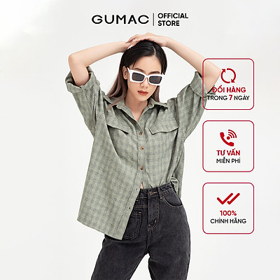 Áo sơ mi nữ phom rộng GUMAC đồ công sở thanh lịch AB421