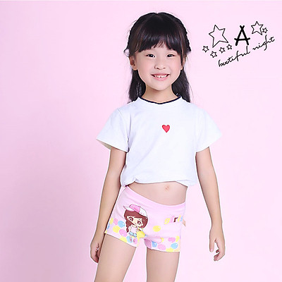 Set 4 quần chip đùi cho bé gái 2-12 tuổi chất cotton mềm mại co giãn tốt họa tiết theo chủ đề đủ màu sắc đáng yêu - C015