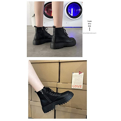 Giầy boot nữ khóa ngang chất da hottrend