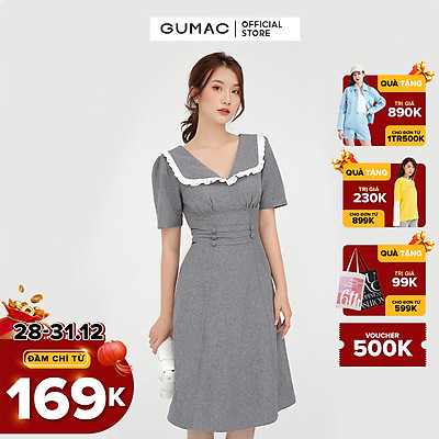 Đầm dáng xoè cổ V cúp ngực DB573 GUMAC