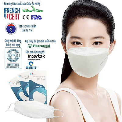 Một Hộp Gồm 10 Cái Khẩu Trang KF94, kháng Khuẩn, Chống Bụi, Màu Trắng - Đạt Các Chứng Chỉ ISO 13485, ISO 9001, CE, FDA, TGA.