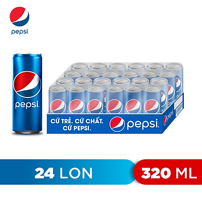 Thùng 24 Lon Nước Ngọt Có Gaz Pepsi (320ml/lon)