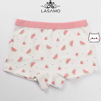 Set 4 chiếc quần chip bé gái, quần lót cho bé gái cotton cao cấp họa tiết Dưa hấu dễ thương hãng LASAMO mã QLB004