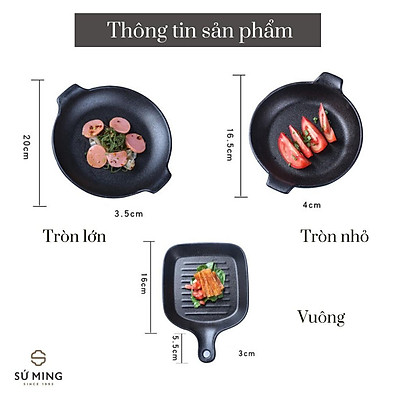 Khay Nướng Decor Trang Trí Có Tay Cầm Gốm Sứ 