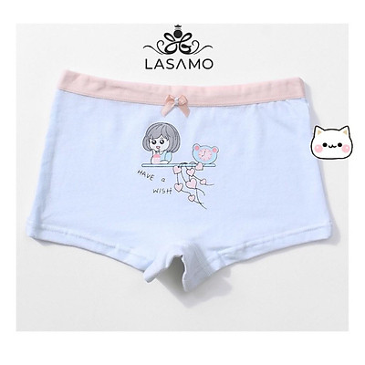 Set 4 chiếc quần chip bé gái, quần lót cho bé gái cotton cao cấp họa tiết Cô gái dễ thương hãng LASAMO mã QLB001